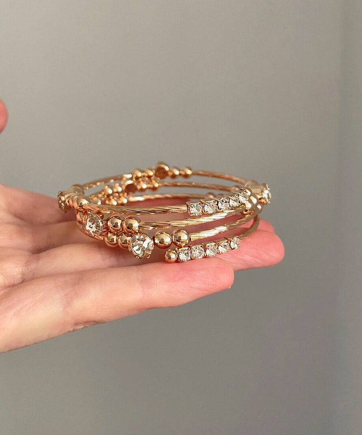 Vintage Gold Metal Overgild Zircon Layered Cuff