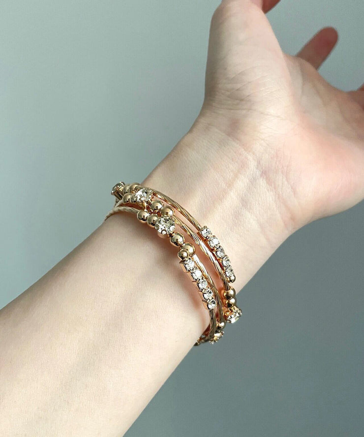 Vintage Gold Metal Overgild Zircon Layered Cuff