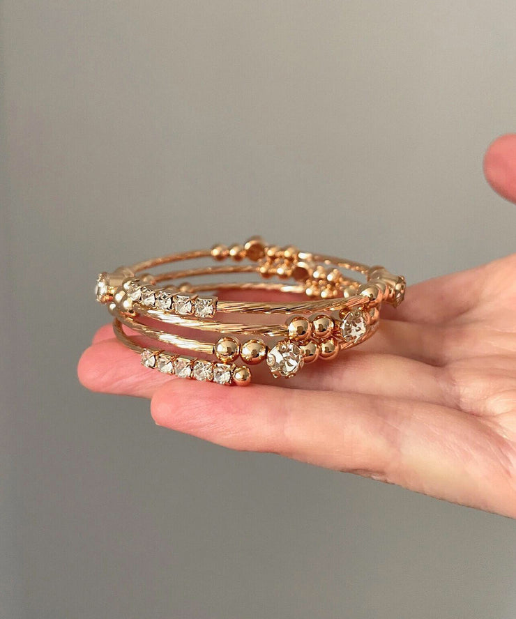 Vintage Gold Metal Overgild Zircon Layered Cuff