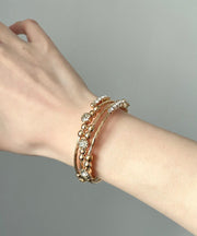 Vintage Gold Metal Overgild Zircon Layered Cuff
