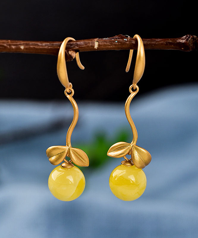 Vintage Gold Stelring Silver Overgild Beeswax Drop Earrings