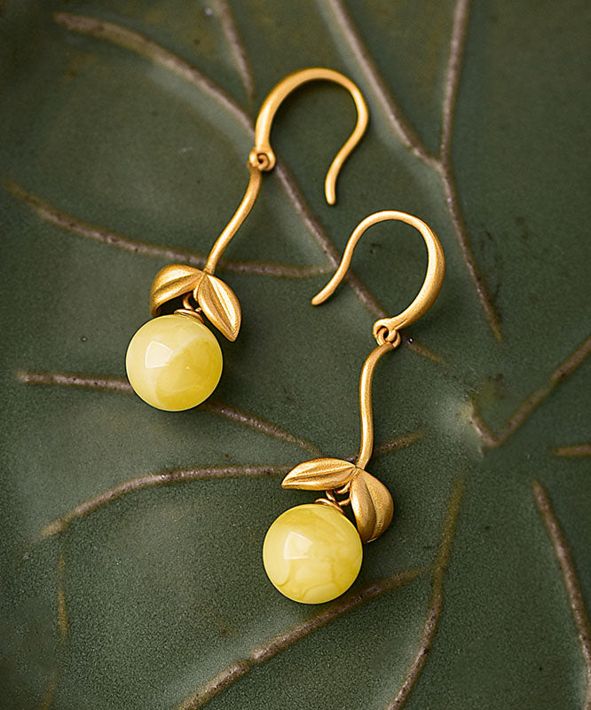 Vintage Gold Stelring Silver Overgild Beeswax Drop Earrings