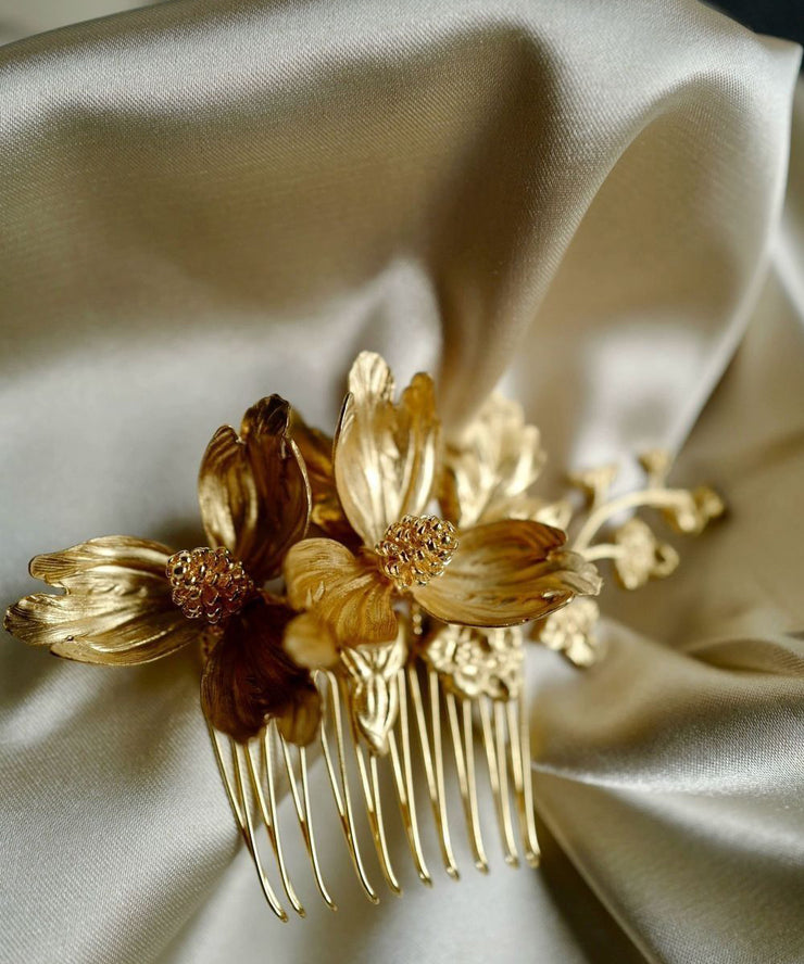 Vintage Gold Sterling Silver Overgild Iris Hairpin