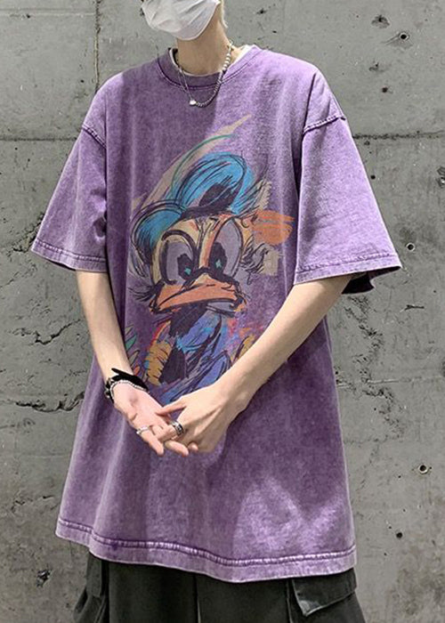 Vintage Green O Neck Print Cotton Mens T Shirt Summer
