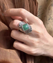 Vintage Green Sterling Silver Turquoise Dragon Totem Ring