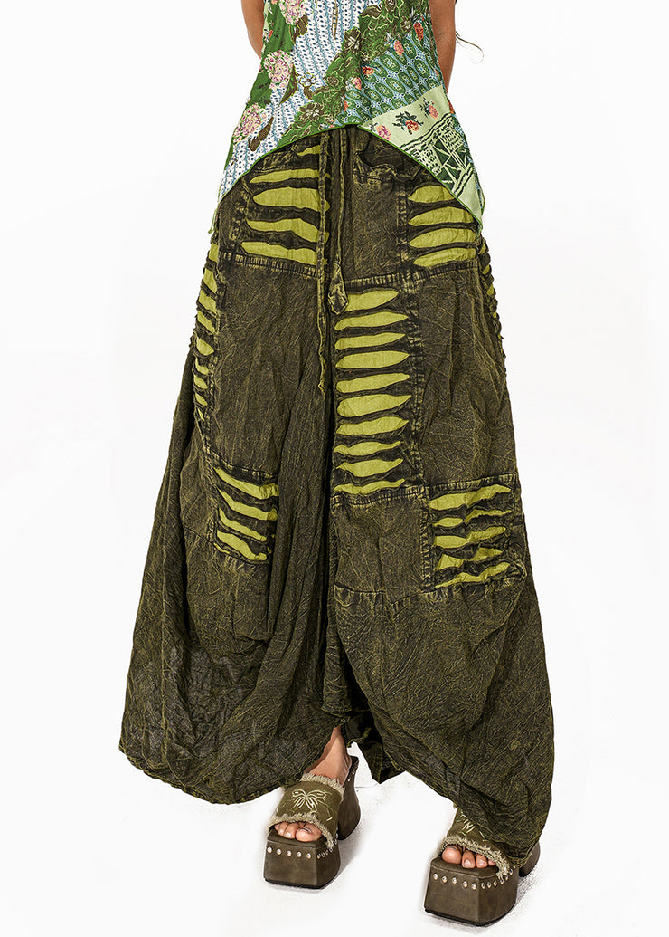Vintage Green Tie Dye Flower Bud Skirt Summer