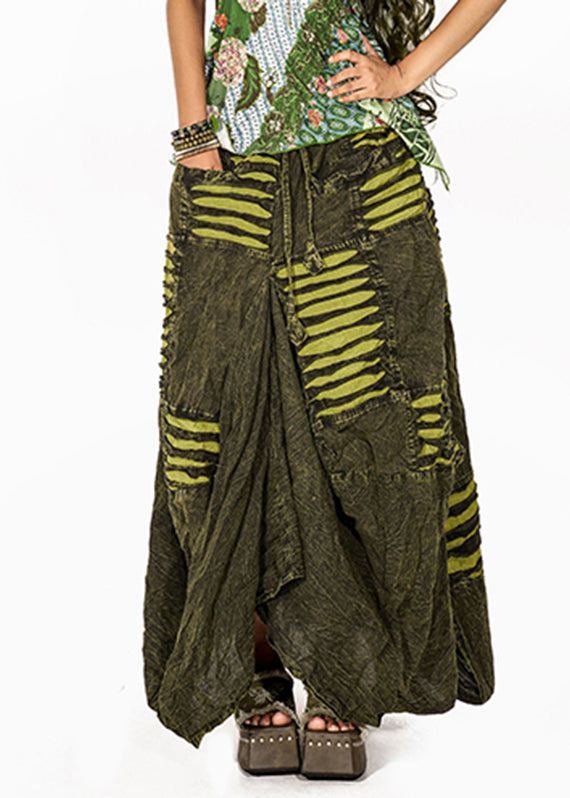 Vintage Green Tie Dye Flower Bud Skirt Summer