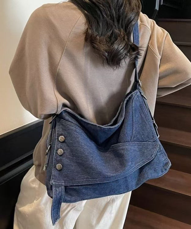 Vintage Large Capacity Asymmetrical Design Denim Messenger Bag