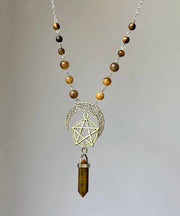 Vintage Metal Star Moon Universe Lariat Necklace