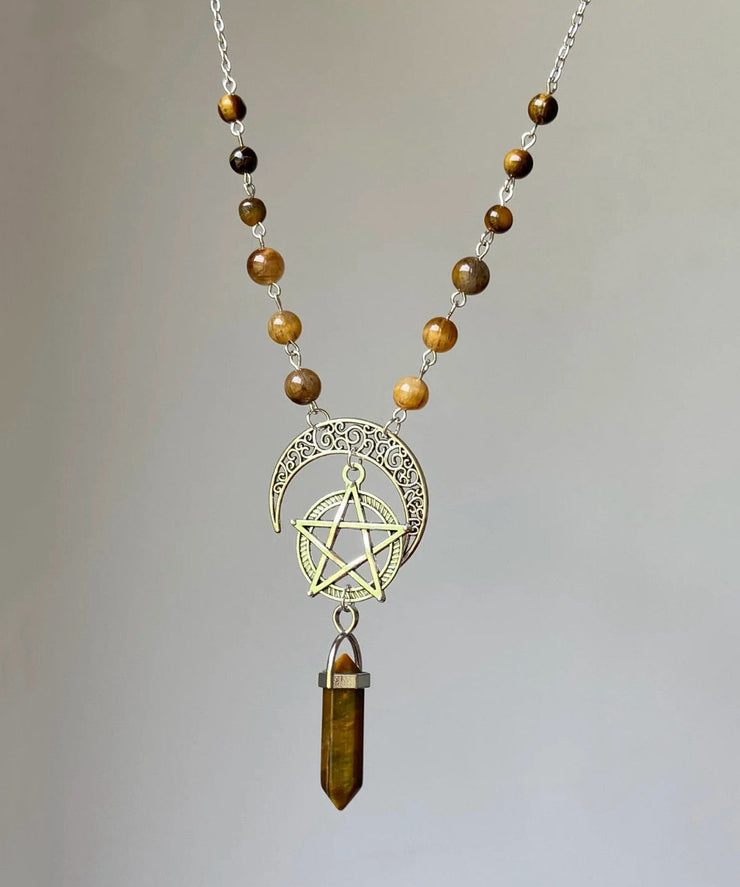 Vintage Metal Star Moon Universe Lariat Necklace