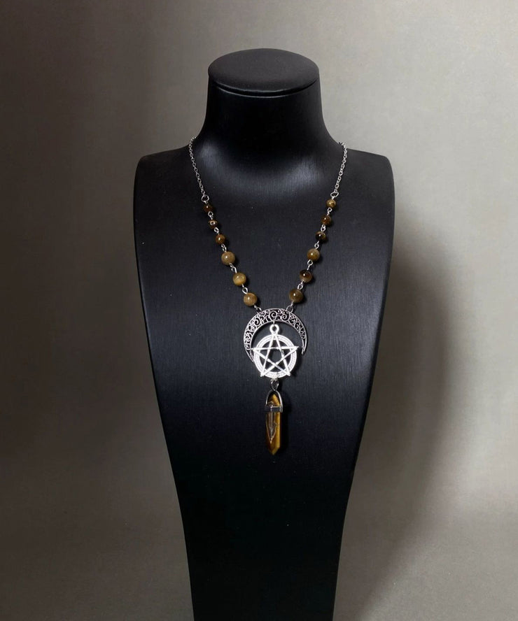 Vintage Metal Star Moon Universe Lariat Necklace
