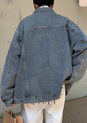 Vintage Mud Yellow Peter Pan Collar Button Denim Mens Coats Spring