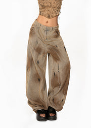 Vintage Patchwork Tie Dye Wide Leg Jeans Summer