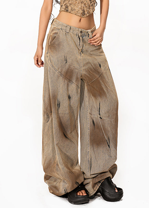 Vintage Patchwork Tie Dye Wide Leg Jeans Summer