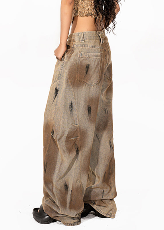 Vintage Patchwork Tie Dye Wide Leg Jeans Summer