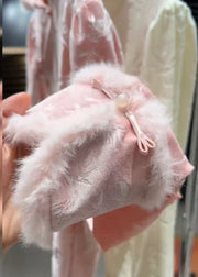 Vintage Pink Jacquard Silk Velour Shirt Top Winter