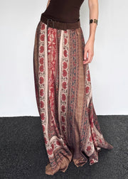 Vintage Print High Waist Cotton Maxi Skirts Summer