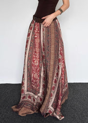 Vintage Print High Waist Cotton Maxi Skirts Summer
