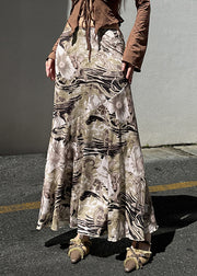 Vintage Print High Waist Cotton Skirt Summer