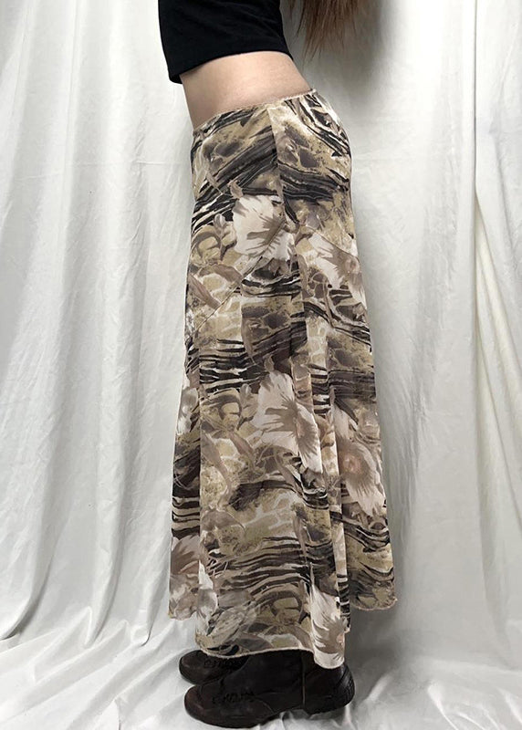Vintage Print High Waist Cotton Skirt Summer