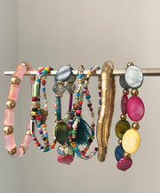 Vintage Rainbow Ally Weave Bead Bracelet Eight-Piece Set