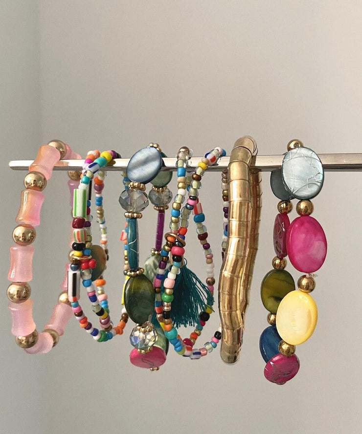 Vintage Rainbow Ally Weave Bead Bracelet Eight-Piece Set