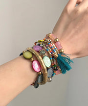 Vintage Rainbow Ally Weave Bead Bracelet Eight-Piece Set