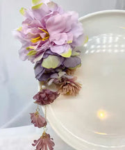 Vintage Rainbow Tulle Peony Tassel Hairpin