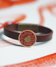 Vintage Red Floral Leather Cinnabar Watches