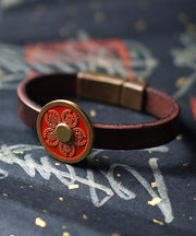 Vintage Red Floral Leather Cinnabar Watches