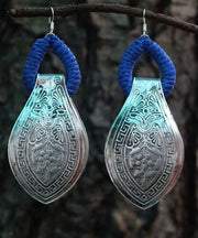 Vintage Red Sterling Silver Engrave Hoop Earrings