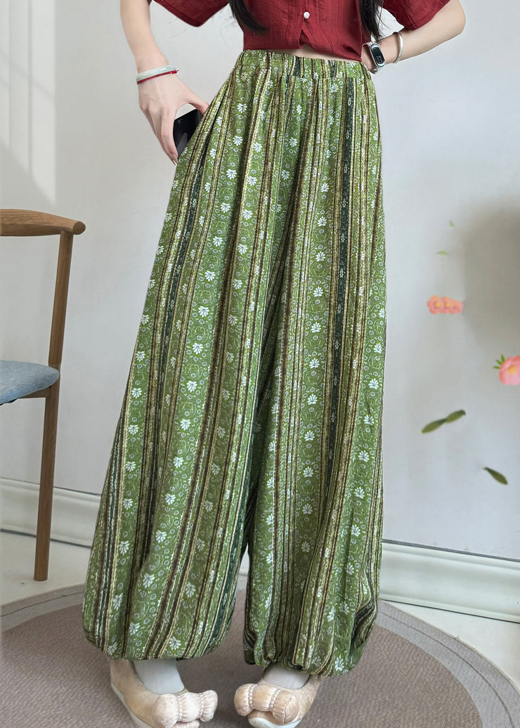 Vintage Red Tasseled Print Cotton Lantern Pants Fall