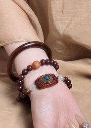 Vintage Sandalwood Double Ring Good Luck Bracelet