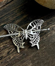 Vintage Silk Sterling Silver Hollow Out Butterfly Hairpin