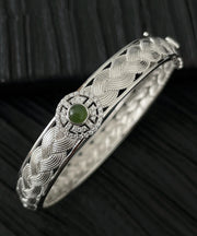 Vintage Silk Sterling Silver Weave Jade Lace Bangle
