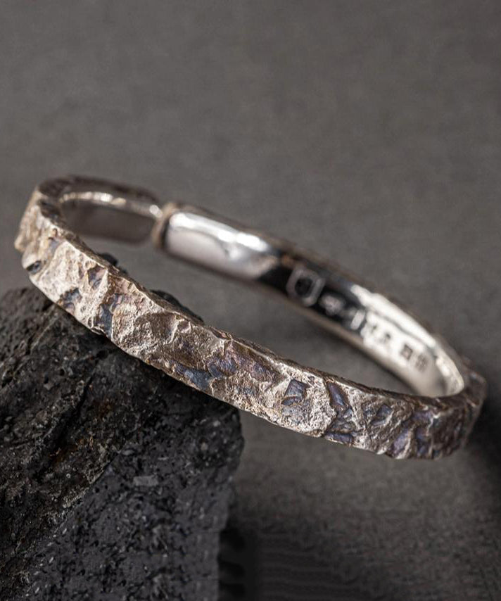 Vintage Sterling Silver A Massive Rock Men Cuff