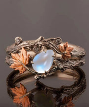 Vintage Women's Fashion Antique Gold Twig Maple Leaf Rings