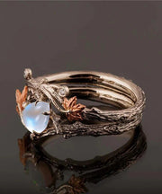 Vintage Women's Fashion Antique Gold Twig Maple Leaf Rings