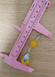 Vintage Yellow Beeswax Zircon Drop Earrings 2025 new style