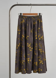 Vintage Yellow Ruffled Print ChiffonCotton Two Pieces Set Summer