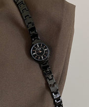 Vogue Black Stainless Steel Alloy Reinforced Glass Waterproof Watches