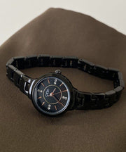 Vogue Black Stainless Steel Alloy Reinforced Glass Waterproof Watches