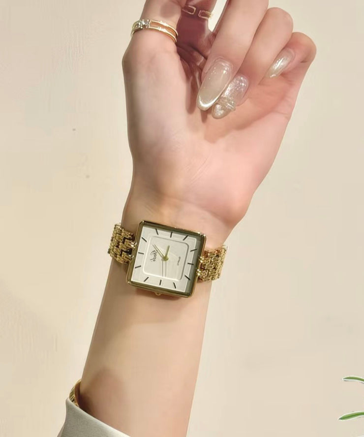 Vogue Black Stainless Steel Reinforced Glass Square Watches