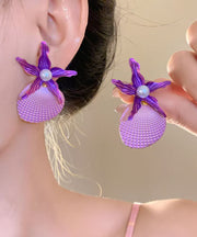 Vogue Blue Alloy Pearl Shell Starfish Stud Earrings