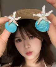 Vogue Blue Alloy Pearl Shell Starfish Stud Earrings