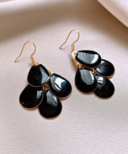 Vogue Blue Copper Overgild Drip Glazed Water Drop Tassel Drop Earrings