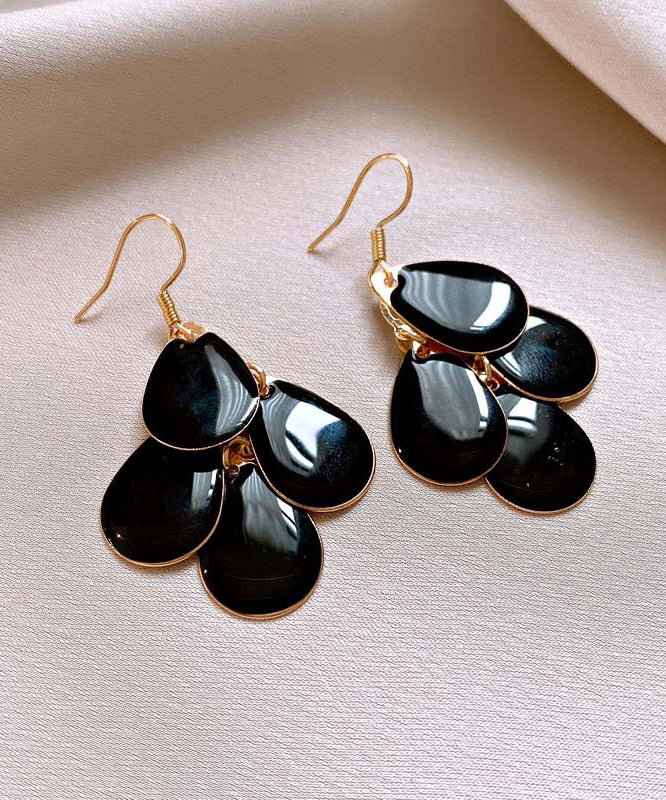 Vogue Blue Copper Overgild Drip Glazed Water Drop Tassel Drop Earrings