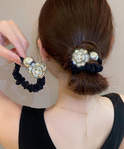 Vogue Gold Cloth Alloy Zircon Pearl Camellia Flower Hairpin