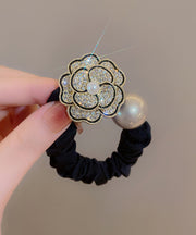 Vogue Gold Cloth Alloy Zircon Pearl Camellia Flower Hairpin