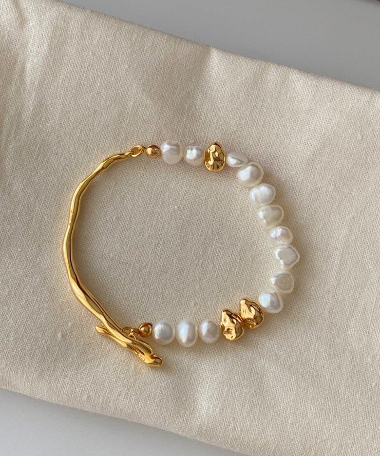 Vogue Gold Colorblock Copper Alloy Pearl Bracelet